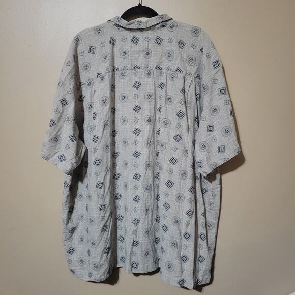 Island Shares Shirt Mens 4x Gray Pattern Button Up 100% Silk - Picture 8 of 10